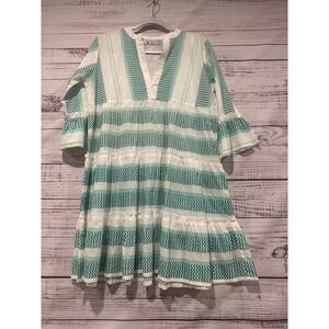 Bindu Glenda Dress Women's Size L White‎ and Green